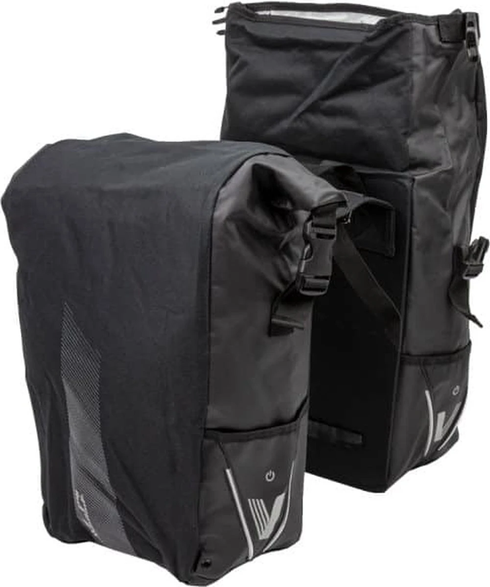 XLC V-light Rolltop Dubbele Fietstas - Zwart - 56 Liter 8 XLC V-light Rolltop Dubbele Fietstas - Zwart - 56 Liter - Afbeelding 8
