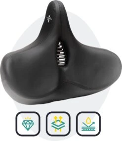 Voltano City XXXL Fietszadel Met Uitsparing – Unisex Extra Breed Fietszadel – Tegen Zadelpijn – 100% Waterdicht – Incl. Gratis Zadelstrop - Zwart -BASIL Verkoop 1039x1200 2