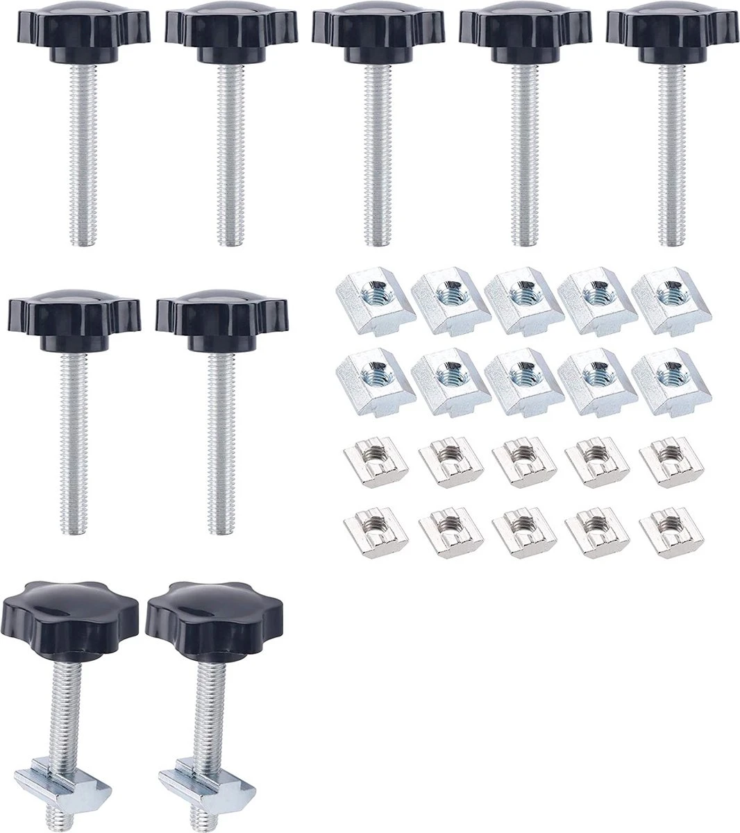 10 Stuks - Klemschroef Met Draaiende Knop - Sterschroef - Duimschroeven - Schuifmoeren - Gekartelde Klemknoppen - Draai Bouten - Vervangende Ster Handknop - Aanhaalschroef - M8 * 50mm - Zwart 1 10 Stuks - Klemschroef Met Draaiende Knop - Sterschroef - Duimschroeven - Schuifmoeren - Gekartelde Klemknoppen - Draai Bouten - Vervangende Ster Handknop - Aanhaalschroef - M8 * 50mm - Zwart