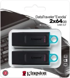 Kingston Technology DataTraveler Exodia USB Flash Drive 64 GB USB Type-A 3.2 Gen 1 (3.1 Gen 1) Zwart
