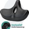 Voltano City XXXL Fietszadel Met Uitsparing – Unisex Extra Breed Fietszadel – Tegen Zadelpijn – 100% Waterdicht – Incl. Gratis Zadelstrop - Zwart -BASIL Verkoop 1082x1200 3