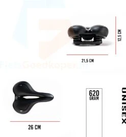 Voltano City / Tour Fietszadel - Comfortabel Gel Zadel - Met Uitsparing - Unisex - Zwart - Elastomeren Vering Voor Extra Comfort -BASIL Verkoop 1099x1200 2