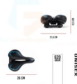 Voltano City / Tour Fietszadel - Comfortabel Gel Zadel - Met Uitsparing - Unisex - Zwart / Blauw - Elastomeren Vering Voor Extra Comfort -BASIL Verkoop 1099x1200 5