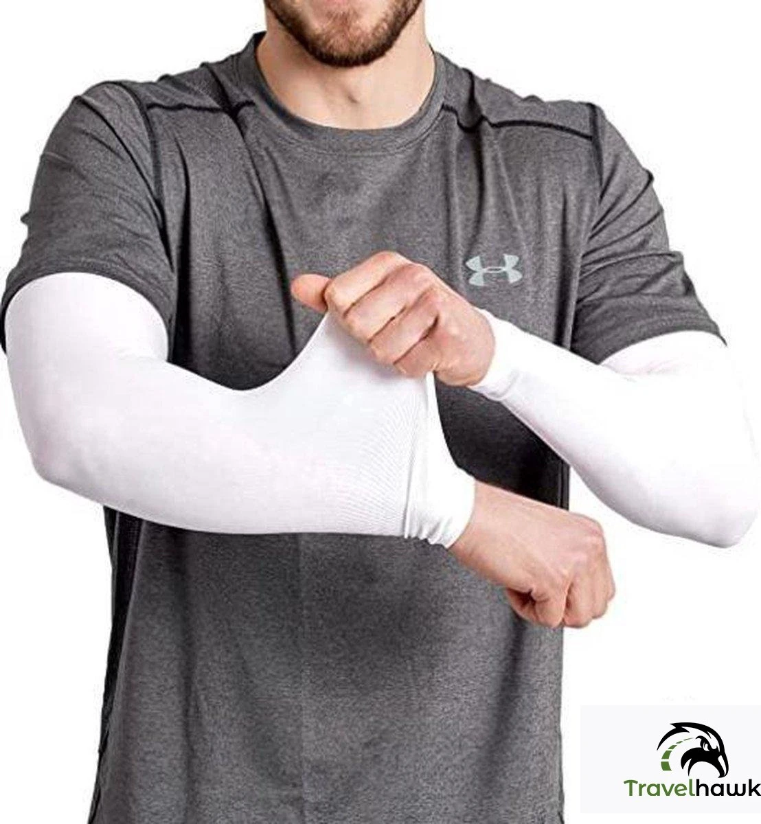 Travelhawk Arm Sleeve - Sleeve - Sleeves - Armstukken - Armstukken Wielrennen - Zonbescherming - 2 Stuks - Wit - Maat XL 1 Travelhawk Arm Sleeve - Sleeve - Sleeves - Armstukken - Armstukken Wielrennen - Zonbescherming - 2 Stuks - Wit - Maat XL