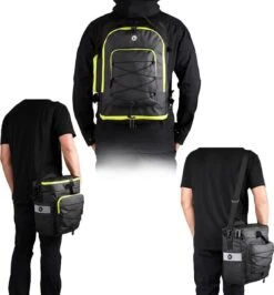 Fietstassen Dubbel Rugzak Fietstas Rugtas Bagagedrager Fiets Regenhoes Zwart Groen 60L - RHINOWALK® -BASIL Verkoop 1114x1200