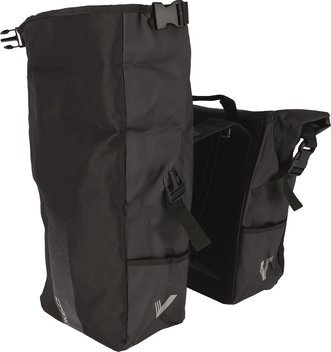 XLC V-light Rolltop Dubbele Fietstas - Zwart - 56 Liter 1 XLC V-light Rolltop Dubbele Fietstas - Zwart - 56 Liter
