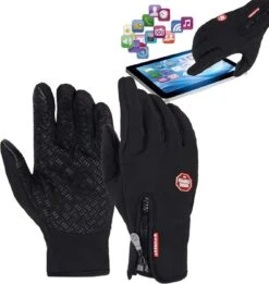 Fietshandschoenen Winter Met Touch Tip Gloves - Anti-Slip - Touchscreen Sport Handschoenen - Dames / Heren - Zwart - Small