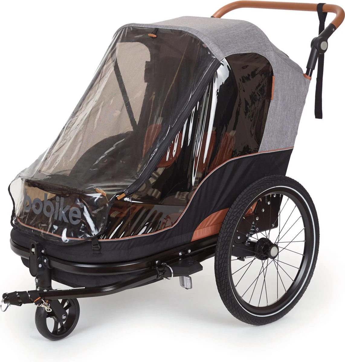 Bobike 2-in-1 Fietskar En Wandelwagen - Zwart/bruin 1 Bobike 2-in-1 Fietskar En Wandelwagen - Zwart/bruin