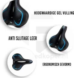 Voltano City / Tour Fietszadel - Comfortabel Gel Zadel - Met Uitsparing - Unisex - Zwart / Blauw - Elastomeren Vering Voor Extra Comfort -BASIL Verkoop 1144x1200 4