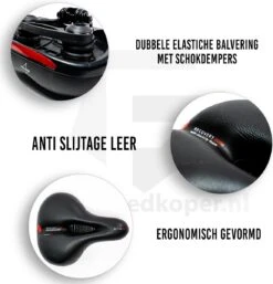 Voltano Fietszadel Met Gelpads - Zwart/Rood - Uitsparing - Zadelvering - Unisex - Incl. Gratis Zadelstrop -BASIL Verkoop 1153x1200 3