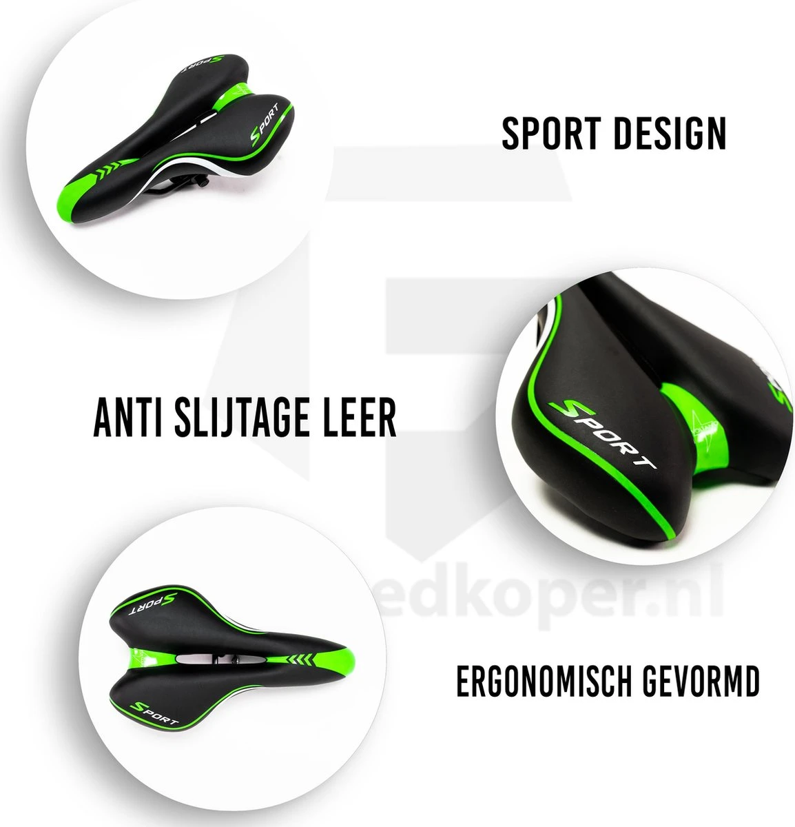 Voltano Sport Fietszadel – Gel Trekking Zadel – Met Uitsparing – Unisex - Zwart / Groen - Incl. Gratis Zadelstrop 5 Voltano Sport Fietszadel – Gel Trekking Zadel – Met Uitsparing – Unisex - Zwart / Groen - Incl. Gratis Zadelstrop - Afbeelding 5