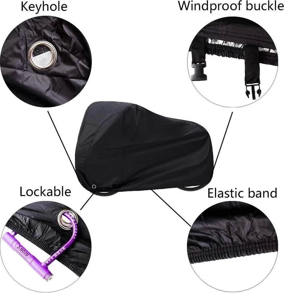 FEDEC Fietshoes Voor Alle Fietsen - Waterbestendig - Opbergzak - 200 X 90 X 100 CM - Zwart 4 FEDEC Fietshoes Voor Alle Fietsen - Waterbestendig - Opbergzak - 200 X 90 X 100 CM - Zwart - Afbeelding 4