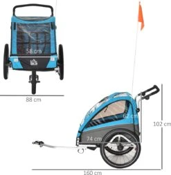 HOMCOM 3-in-1 Kinderaanhanger Jogger Fietskar Voor 2 Kinderen Aluminium 440-018 -BASIL Verkoop 1170x1200 3