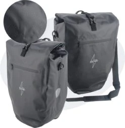 Voltano Luxe Fietstas Greek 28L - Enkele Pakaftas - Zwart Met Motief - 100% Waterdicht - Gratis Schouderband