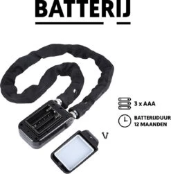 PIXMY® - 2-in-1 Fietsslot 80cm Met Alarm - Fietsslot Ketting Cijferslot Kettingslot - Fietsalarm 110db - Scooteralarm Scooterslot -BASIL Verkoop 1181x1200