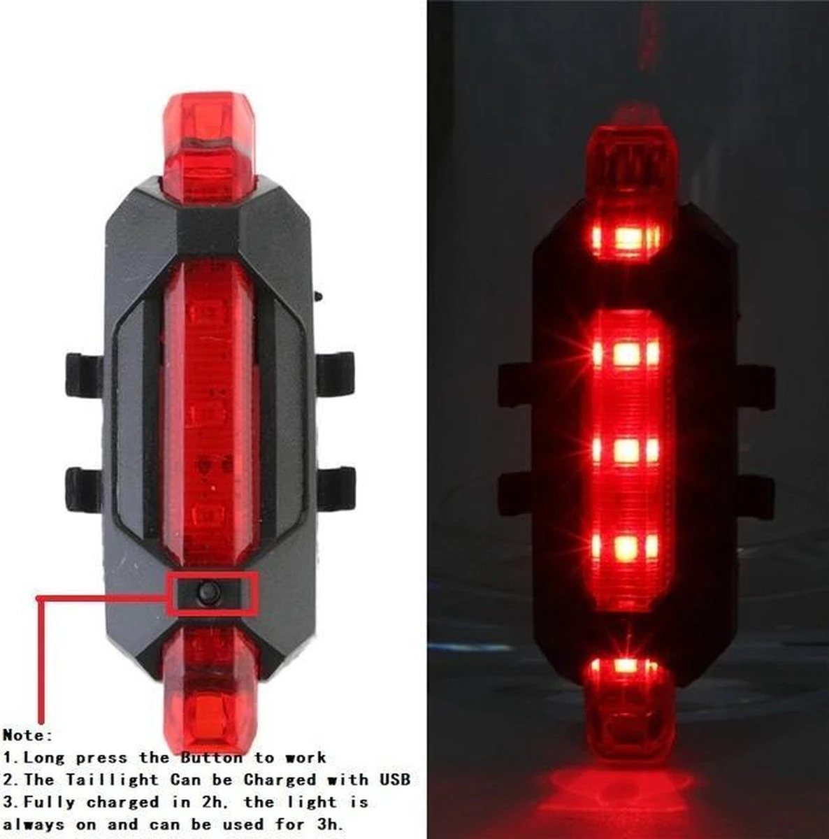 Merkloos Fietsverlichting Usb Oplaadbaar - LED - Lampen Set - Voor & Achter - Mountainbike - Racefiets - Fiets 8 Merkloos Fietsverlichting Usb Oplaadbaar - LED - Lampen Set - Voor & Achter - Mountainbike - Racefiets - Fiets - Afbeelding 8