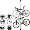 Merkloos Decopatent® PRO Plafond Fiets Ophangsysteem Voor 2 Fietsen - Staand Fietsenrek 2 Fietsen - Fietsenhouder Met Telescoop Opbergstang