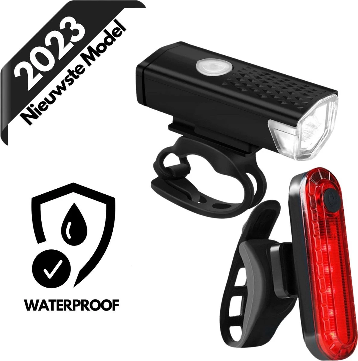 Merkloos LED Fietsverlichting Set - Fietslamp USB Oplaadbaar - Fietslampjes Voorlicht & Achterlicht - Nederlandse Handleiding - Waterdicht – Zwart 1 Merkloos LED Fietsverlichting Set - Fietslamp USB Oplaadbaar - Fietslampjes Voorlicht & Achterlicht - Nederlandse Handleiding - Waterdicht – Zwart