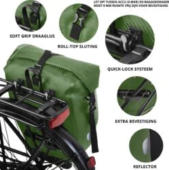 Dutch Mountains Enkele Fietstas | Sterke En 100% Waterdichte Fietstas En Schoudertas In 1 | 24 Liter | Groen 14 Dutch Mountains Enkele Fietstas | Sterke En 100% Waterdichte Fietstas En Schoudertas In 1 | 24 Liter | Groen -BASIL Verkoop 1196x1200