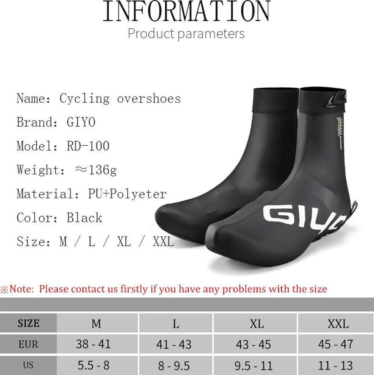 Giyo Overschoenen - Maat 41-43 (L) - 1 Paar - Mountainbike - Wielrennen - Zwart - Wind En Waterdicht - Waterproof - Regen - Vorst 11 Giyo Overschoenen - Maat 41-43 (L) - 1 Paar - Mountainbike - Wielrennen - Zwart - Wind En Waterdicht - Waterproof - Regen - Vorst - Afbeelding 11