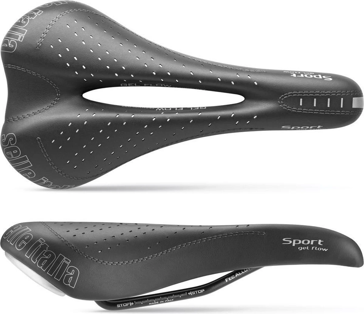 Selle Italia Sport Gel Flow S2 Fietszadel - Stalen Rails - Zwart 7 Selle Italia Sport Gel Flow S2 Fietszadel - Stalen Rails - Zwart - Afbeelding 7