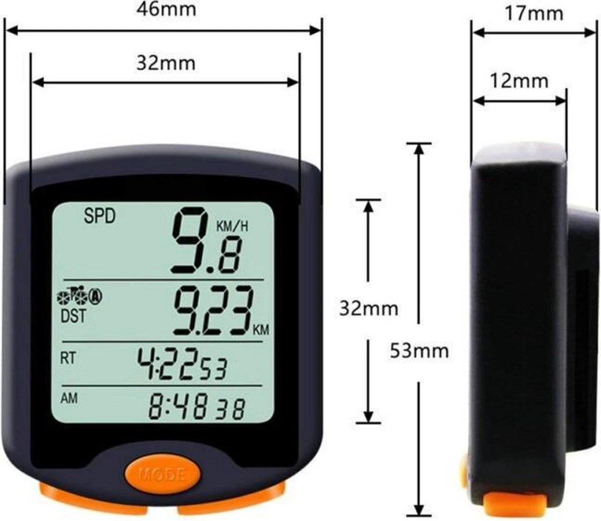 DrPhone FCS2 Fietscomputer - Draadloze Fiets Snelheidsmeter - Kilometerteller - Spatwaterdicht - 4-Lijn Display Met Achtergrondverlichting - Zwart 8 DrPhone FCS2 Fietscomputer - Draadloze Fiets Snelheidsmeter - Kilometerteller - Spatwaterdicht - 4-Lijn Display Met Achtergrondverlichting - Zwart - Afbeelding 8