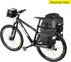 Fietstassen Dubbel Rugzak Fietstas Rugtas Bagagedrager Fiets Regenhoes Zwart Groen 60L - RHINOWALK® -BASIL Verkoop 1200x1052