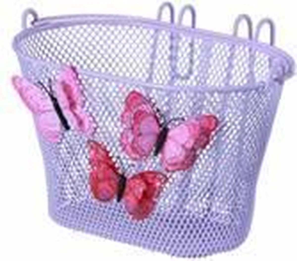 Basil Jasmin Butterfly Kinderfietsmand - Staal - Inclusief Haken - Wit 2 Basil Jasmin Butterfly Kinderfietsmand - Staal - Inclusief Haken - Wit - Afbeelding 2