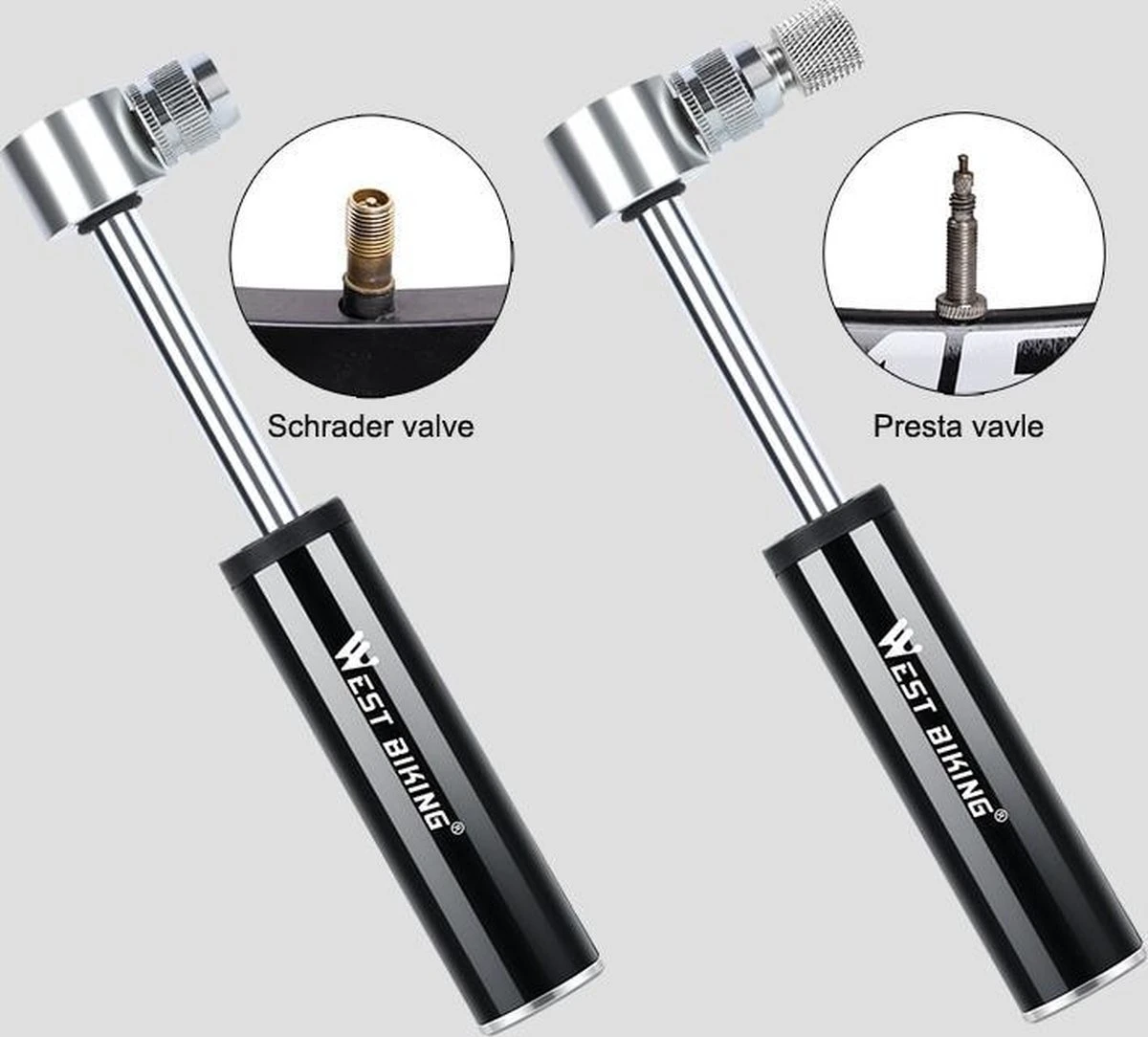 Merkloos Mini Fietspomp - Dunlop Presta Frans Hollands Auto Ventipel - Hoge Druk Handpomp 9 Merkloos Mini Fietspomp - Dunlop Presta Frans Hollands Auto Ventipel - Hoge Druk Handpomp - Afbeelding 9