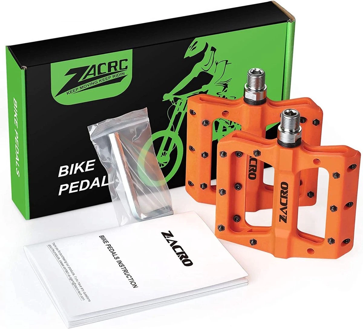 Zacro Fietspedalen - Nylon Antislip Mountainbike Pedalen - Platformpedalen - 9/16 - 2 Lagers - Antislip Waterdicht Anti Stof - Oranje 6 Zacro Fietspedalen - Nylon Antislip Mountainbike Pedalen - Platformpedalen - 9/16 - 2 Lagers - Antislip Waterdicht Anti Stof - Oranje - Afbeelding 6