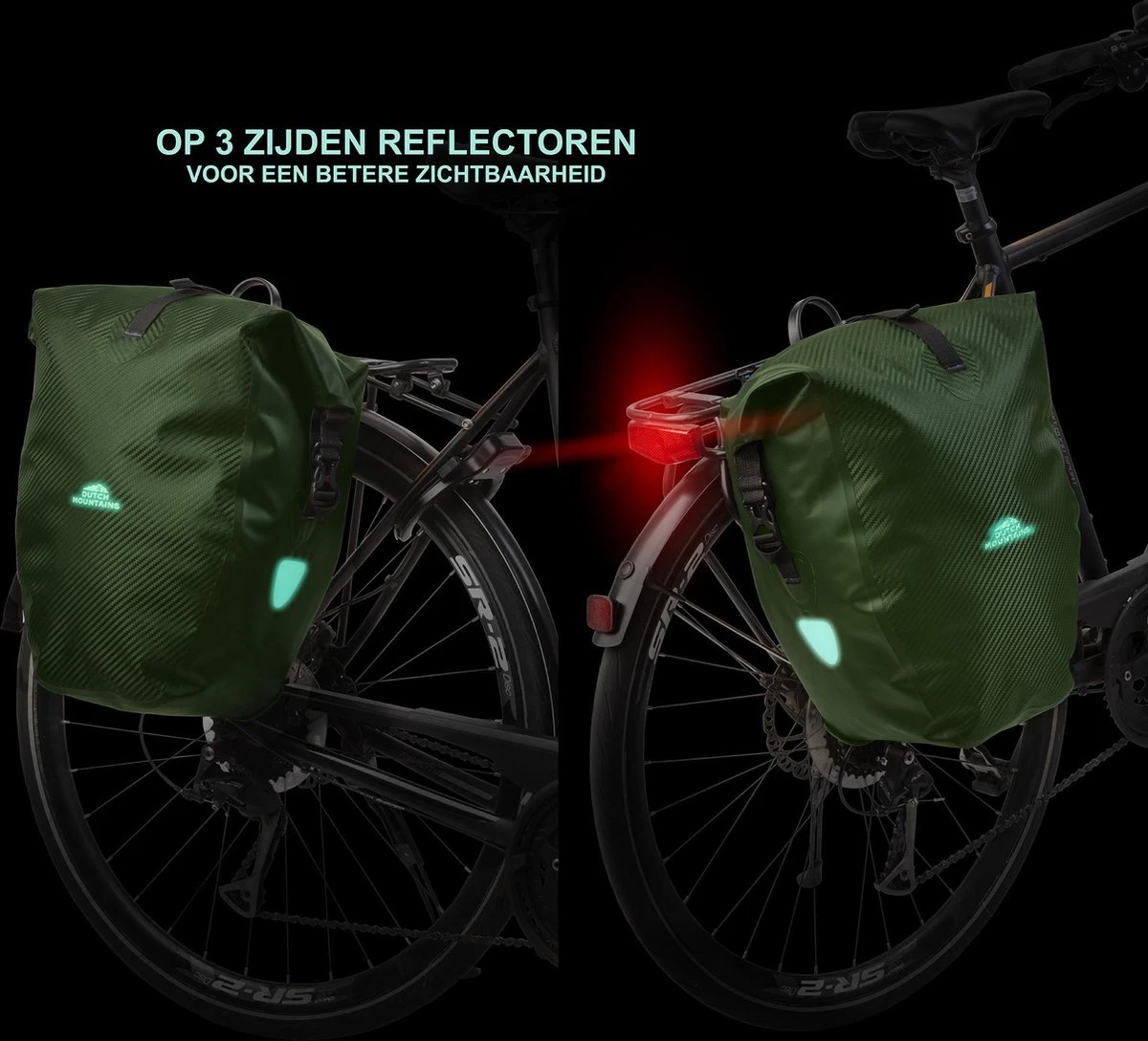 Dutch Mountains Enkele Fietstas | Sterke En 100% Waterdichte Fietstas En Schoudertas In 1 | 24 Liter | Groen 4 Dutch Mountains Enkele Fietstas | Sterke En 100% Waterdichte Fietstas En Schoudertas In 1 | 24 Liter | Groen - Afbeelding 4