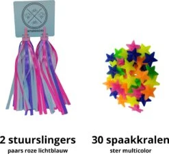 Entergoods® Fietsversiering Kinderfiets- Stuurslingers En Spaakkralen - Combi/Set - Fietsversiering Kinderen - Prinsessen Streamers Stuur + Spaakkralen Ster -BASIL Verkoop 1200x1094 8