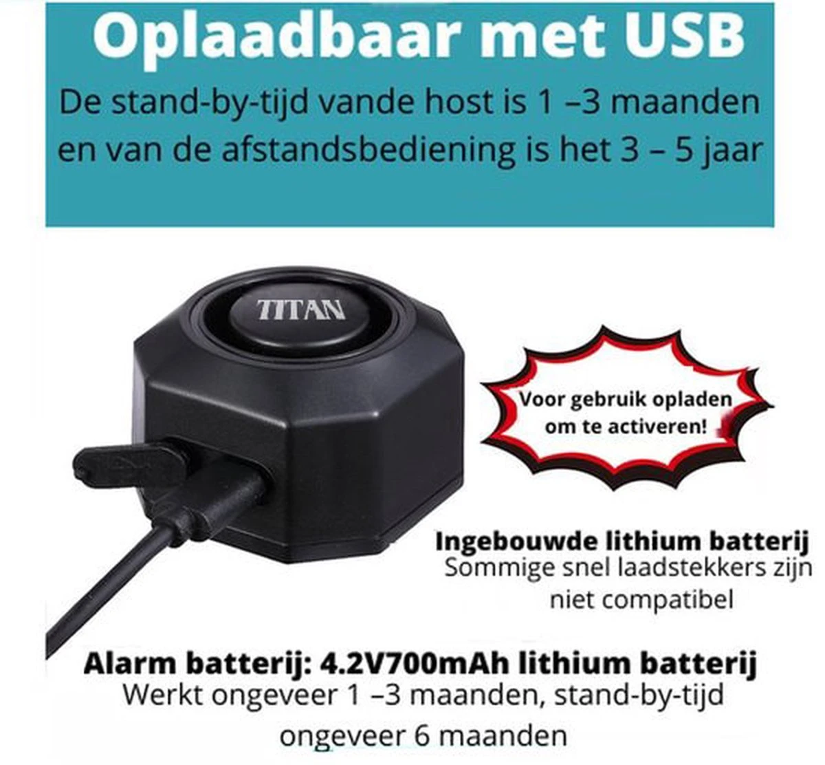 Titan Fietsalarm (2023 Model ) - Fietsalarm - Fietsslot Met Alarm - Alarm Met Afstandsbediening 3 Titan Fietsalarm (2023 Model ) - Fietsalarm - Fietsslot Met Alarm - Alarm Met Afstandsbediening - Afbeelding 3