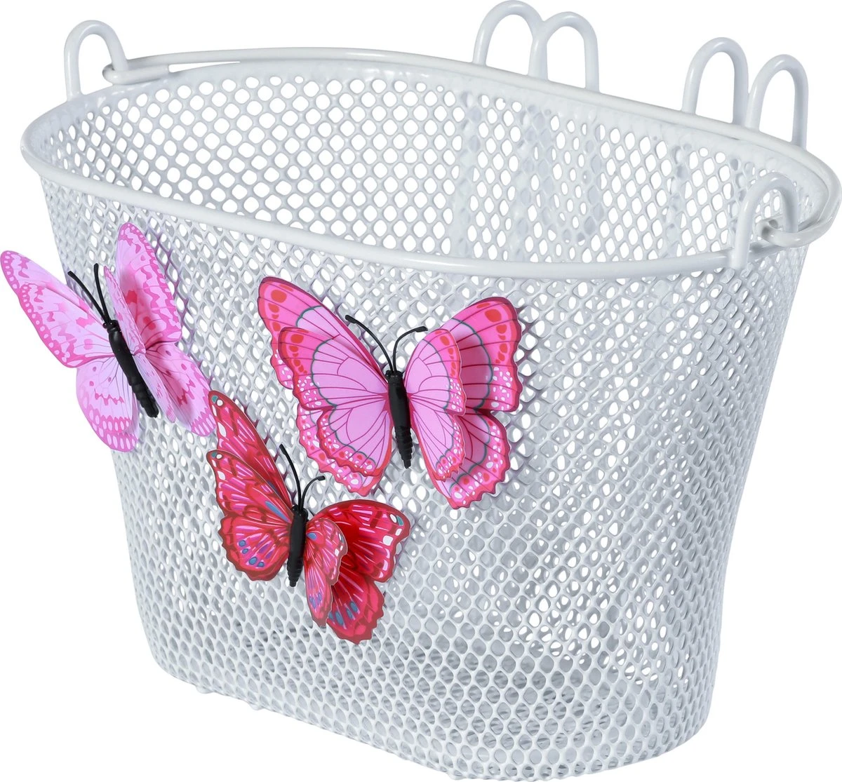 Basil Jasmin Butterfly Kinderfietsmand - Staal - Inclusief Haken - Wit 1 Basil Jasmin Butterfly Kinderfietsmand - Staal - Inclusief Haken - Wit