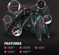 Merkloos Fietshoes - Voor 1 Fiets Of 2 Fietsen - Waterdicht - XXL - Ultra Sterk & Dik - Premium PU Coating - Met Opberghoes -BASIL Verkoop 1200x1120 6