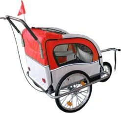 Fietskar Kind - Fietsaanhanger - Met Schokbreker - Rood 11 Fietskar Kind - Fietsaanhanger - Met Schokbreker - Rood -BASIL Verkoop 1200x1121 5