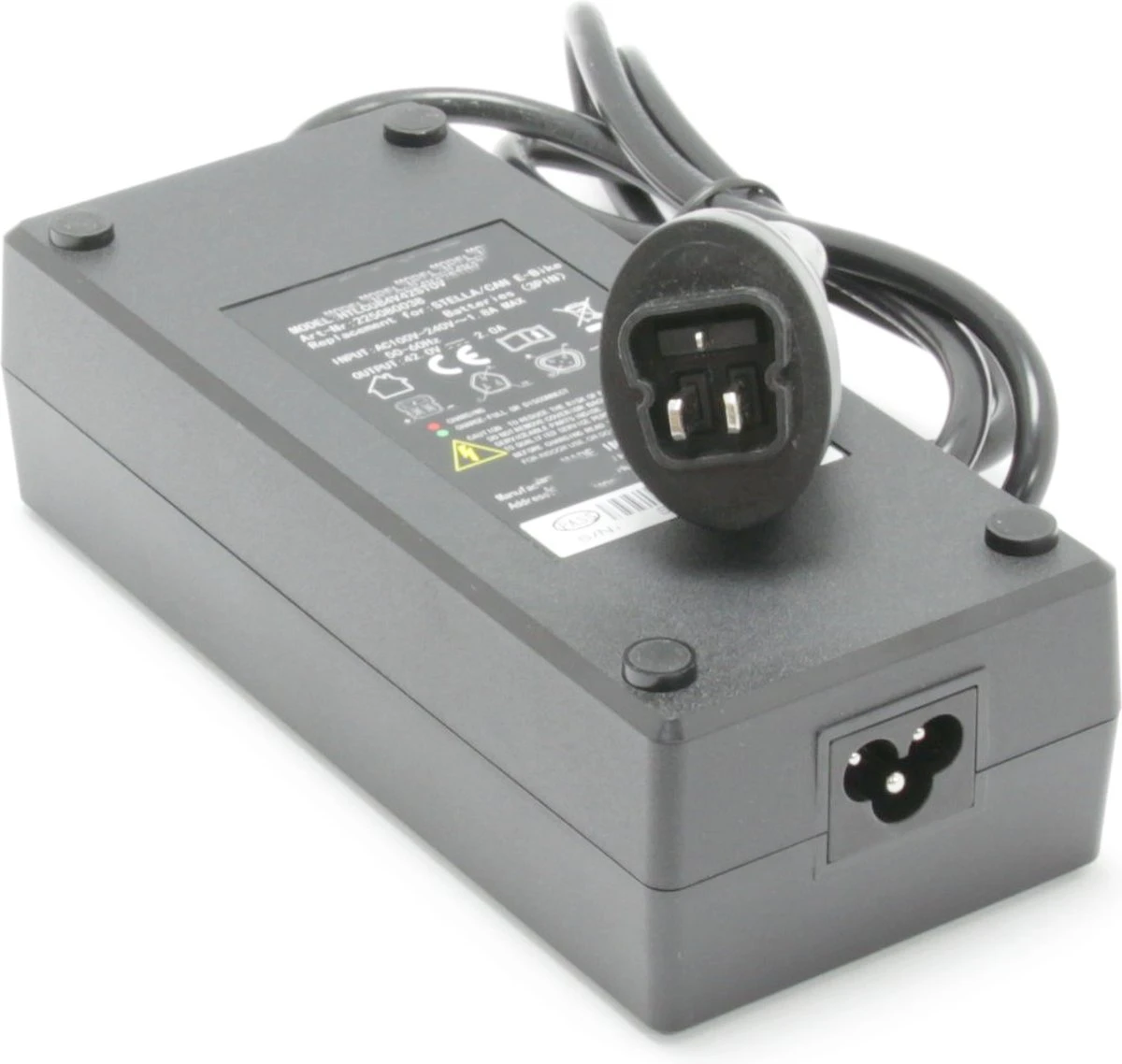 Acculader Stella SSLC084V42 - Elektrische Fietsoplader - 42V - 2A - 3 Pin Connector 2 Acculader Stella SSLC084V42 - Elektrische Fietsoplader - 42V - 2A - 3 Pin Connector - Afbeelding 2