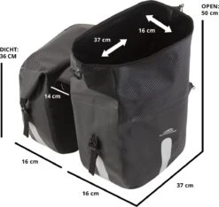 Dutch Mountains Dubbele Fietstas 46 Ltr | 100% Waterdichte Fietstas | Rolltop Sluiting | Reflectoren | Zwart -BASIL Verkoop 1200x1139 2