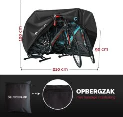 Merkloos Fietshoes - Voor 1 Fiets Of 2 Fietsen - Waterdicht - XXL - Ultra Sterk & Dik - Premium PU Coating - Met Opberghoes -BASIL Verkoop 1200x1141 9