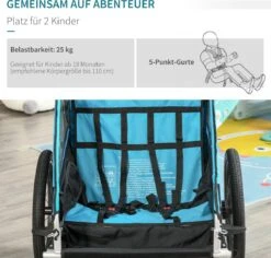 HOMCOM 3-in-1 Kinderaanhanger Jogger Fietskar Voor 2 Kinderen Aluminium 440-018 -BASIL Verkoop 1200x1145 4