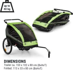 Klarfit Kiddy King Fietskar Voor Kinderen - Fietsaanhanger Voor 1 Tot 2 Kinderen Vanaf 12 Maanden - Joggerbuggy - Met Gaas En Regehoes - Inclusief Opbergruimte -BASIL Verkoop 1200x1153 4