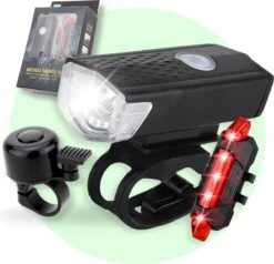 Quled Fietsverlichting USB Oplaadbaar - Oplaadbare USB Led Fietslamp - Voorlicht & Achterlicht - Waterdicht