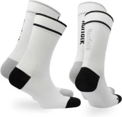 Norfolk - Fietssokken - 2 Paar - Low Friction Wielrensokken Heren - Dames - Nauwsluitend - Naadloze - Antislip - Microvezel Wielersokken - Adam - Wit - Unisex - 39-42