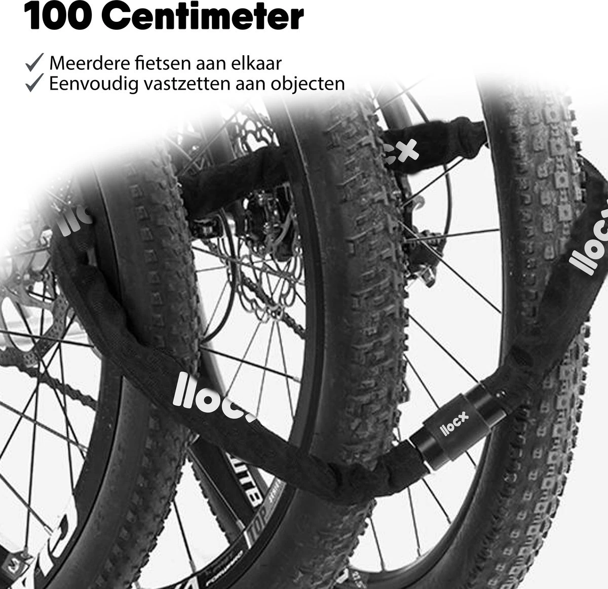 LLOCX Kettingslot Van 1 Meter + 2 Sleutels - 5mm Roestvrij Staal - 900gr. Aluminium - Krasvrij En Scheurvrij - Zwarte Sleeve - Sluiting Met Anti-Stofklep 2 LLOCX Kettingslot Van 1 Meter + 2 Sleutels - 5mm Roestvrij Staal - 900gr. Aluminium - Krasvrij En Scheurvrij - Zwarte Sleeve - Sluiting Met Anti-Stofklep - Afbeelding 2