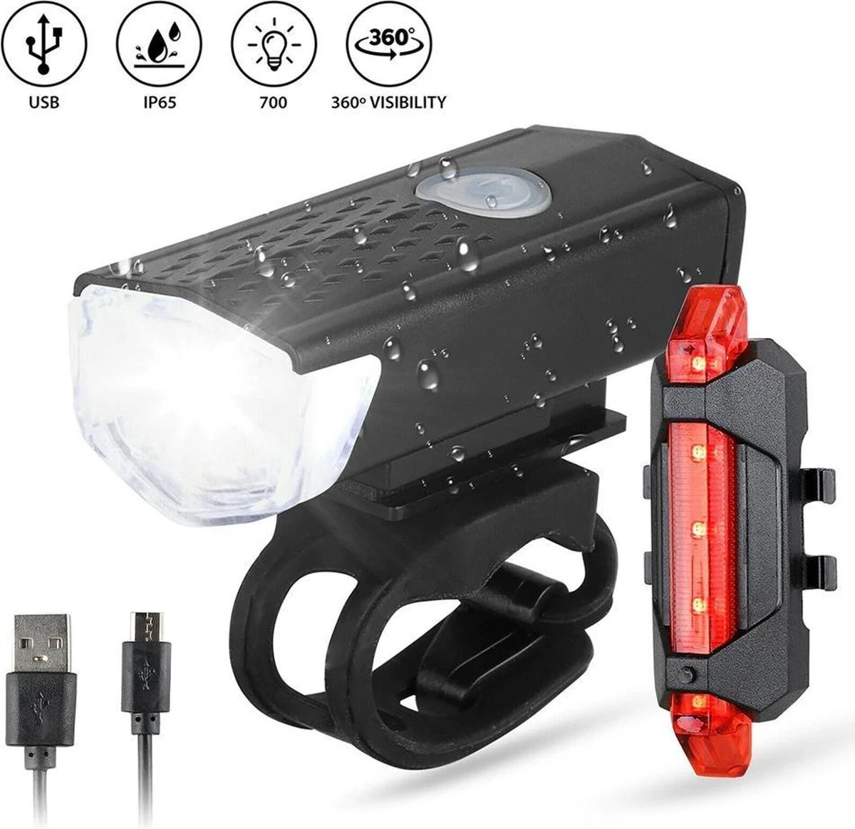 Merkloos Fietsverlichting Usb Oplaadbaar - LED - Lampen Set - Voor & Achter - Mountainbike - Racefiets - Fiets 1 Merkloos Fietsverlichting Usb Oplaadbaar - LED - Lampen Set - Voor & Achter - Mountainbike - Racefiets - Fiets