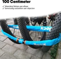 LLOCX Kettingslot Van 1 Meter + 2 Sleutels - 5mm Roestvrij Staal - 900gr. Aluminium - Krasvrij En Scheurvrij - Blauwe Sleeve - Sluiting Met Anti-Stofklep -BASIL Verkoop 1200x1163 2