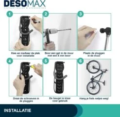 Fiets Ophangsysteem Ophangbeugel En Muurbeugel DesoMax® Muurhaak - Muurbevestiging Voor Met De Wiel Aan De Muur - Wandhouder - Fietshaak -BASIL Verkoop 1200x1166 7