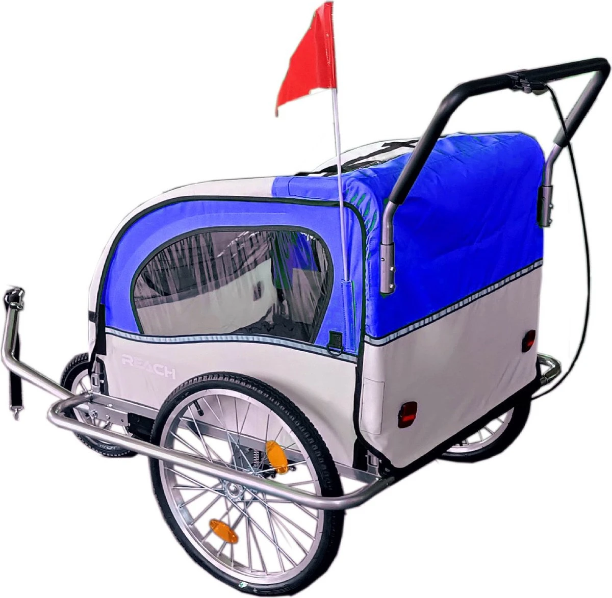 Fietskar Kind - Fietsaanhanger - Met Schokbreker - Blauw 7 Fietskar Kind - Fietsaanhanger - Met Schokbreker - Blauw - Afbeelding 7