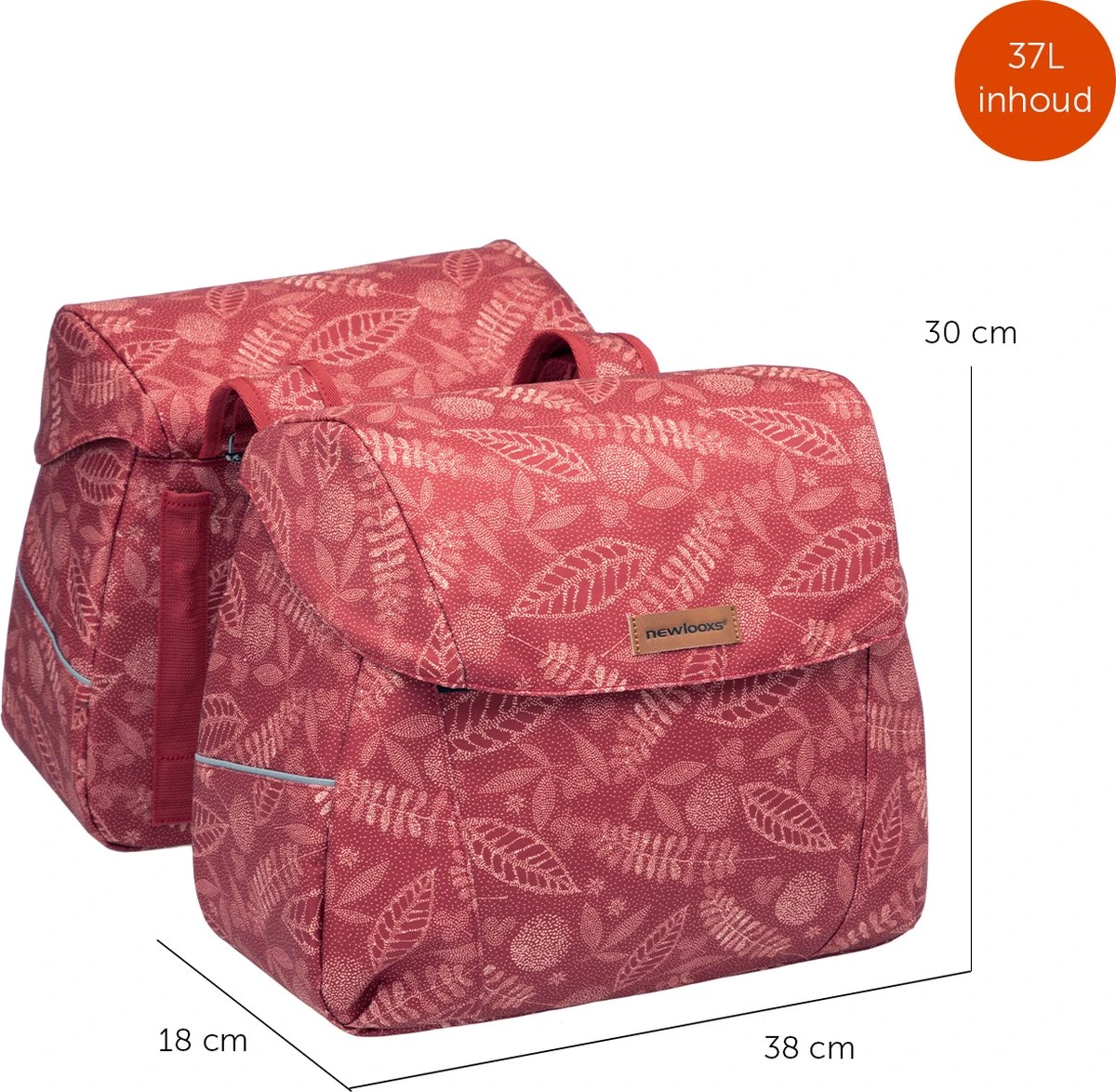 New Looxs Forest Joli Dubbele Fietstas - 37 Liter - Rood 4 New Looxs Forest Joli Dubbele Fietstas - 37 Liter - Rood - Afbeelding 4
