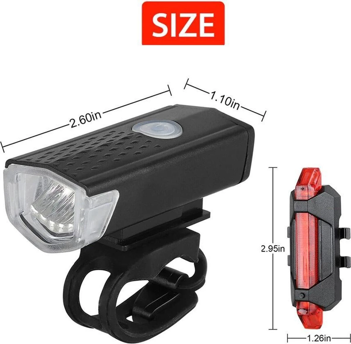 Merkloos Fietsverlichting Usb Oplaadbaar - LED - Lampen Set - Voor & Achter - Mountainbike - Racefiets - Fiets 2 Merkloos Fietsverlichting Usb Oplaadbaar - LED - Lampen Set - Voor & Achter - Mountainbike - Racefiets - Fiets - Afbeelding 2
